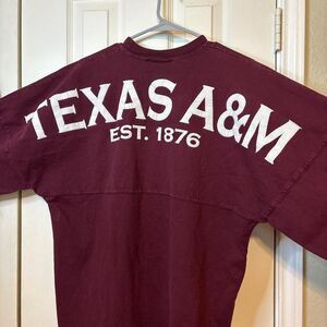 Vintage Medium Spirit Jersey Texas A&M Aggie Oversized Long Sleeve Shirt Maroon